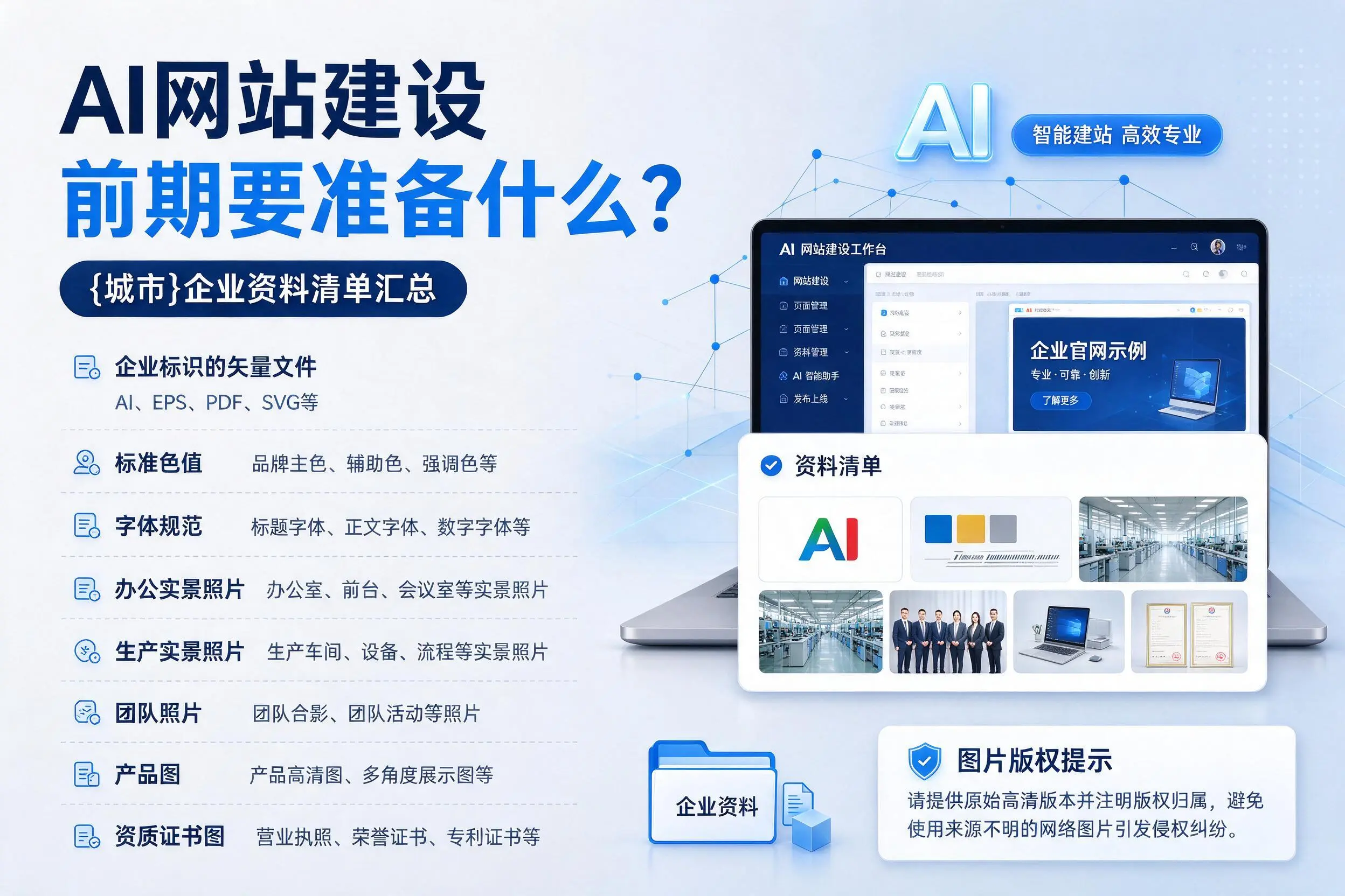 AI网站建设前期要准备什么？儋州企业资料清单汇总